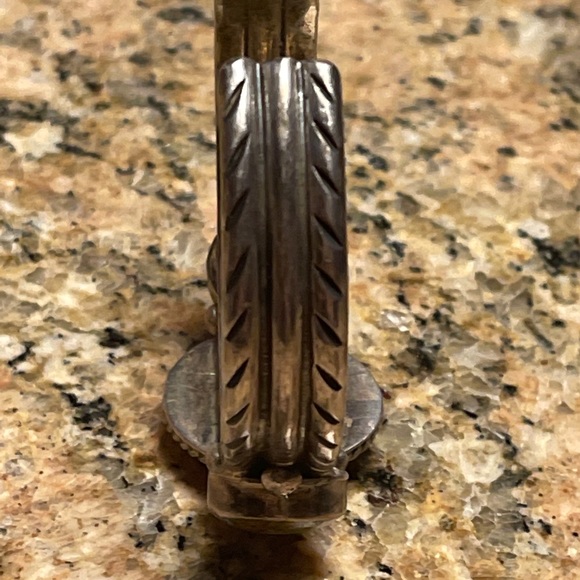 Silver 3 Stone Turquoise cuff Bracelet $2500 Signed - Picture 11 of 11